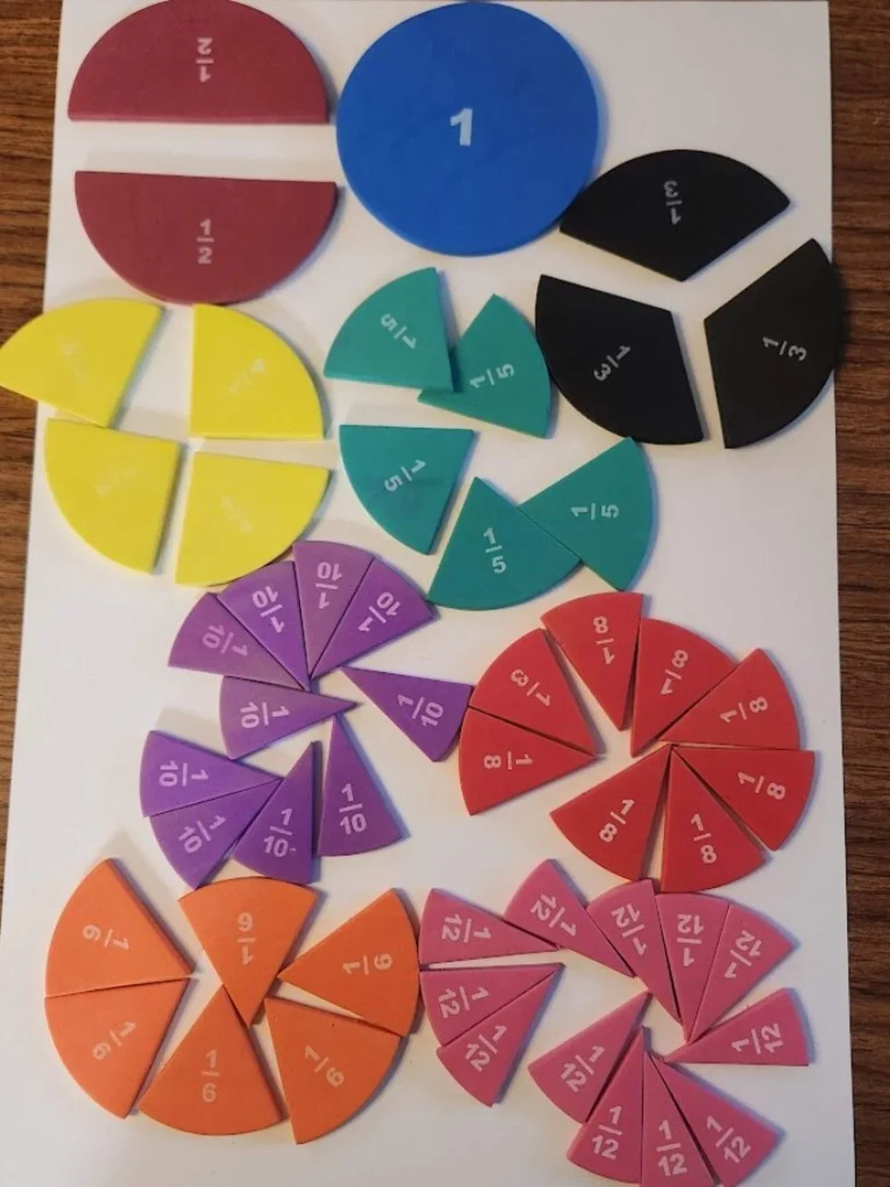 Foam Numbered Fraction Circles Math Manipulatives Toys Tools Educational Kit Set